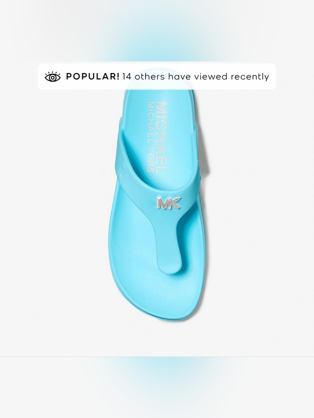 Michael Michael Kors Linsey Logo Rubber T Strap Sandal - Aqua